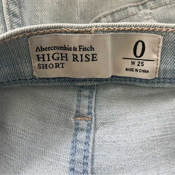 Abercrombie & Fitch High Rise Jean‎ Shorts size 0 Frayed Hem Basketweave pockets - Picture 4 of 5
